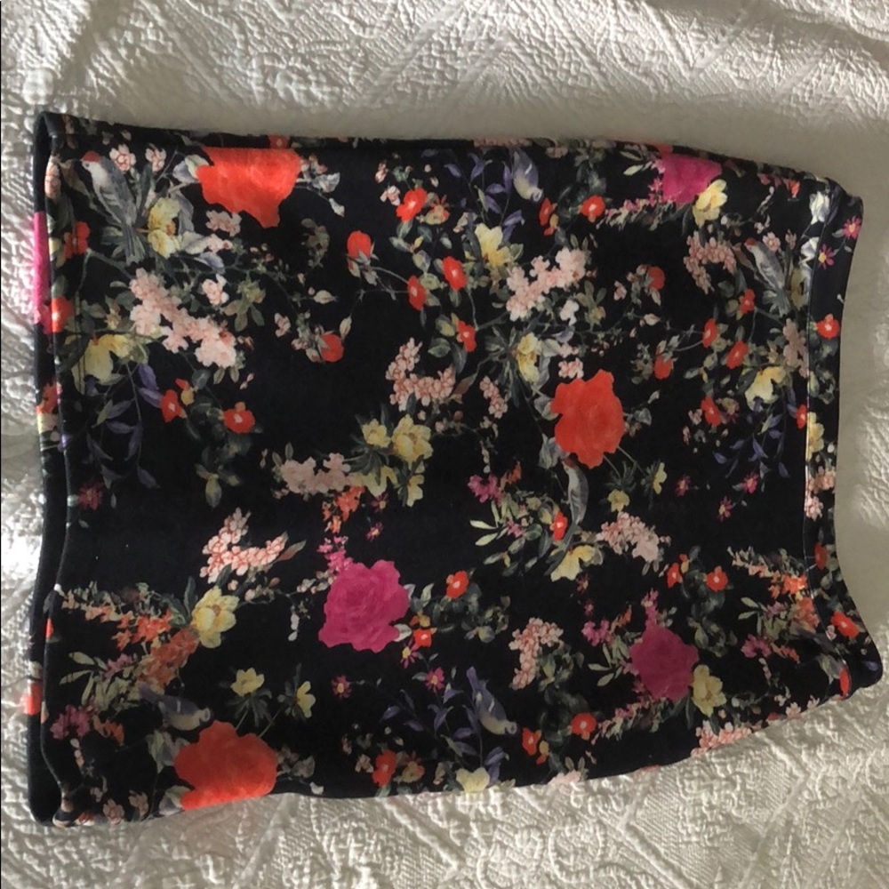 Zara pencil skirt bird flower print
